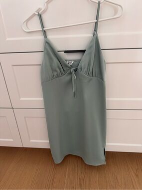 Garage Sage Green Slip Dress with Tie-Front and Adjustable Straps
